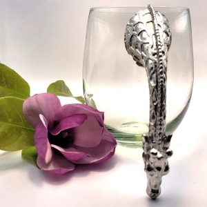 Recycled Beer Glass with Pewter Giraffe Handle